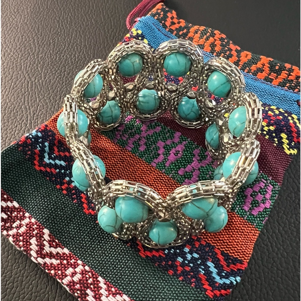 Stretch Bracelet With Turquoise Colored Beads Boho Hippie Southwestern